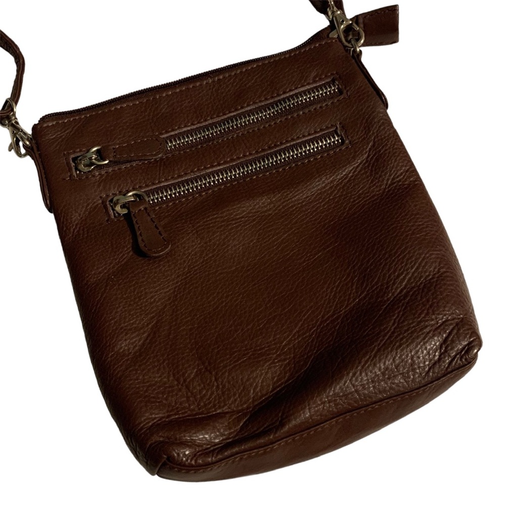 Bueno leather collection brown 100% leather crossbody purse